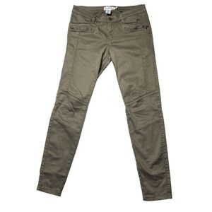 L.O.G.G. by H&M Skinny Jeans Biker Moto Women's Size 10 Stretch Olive Green Zips